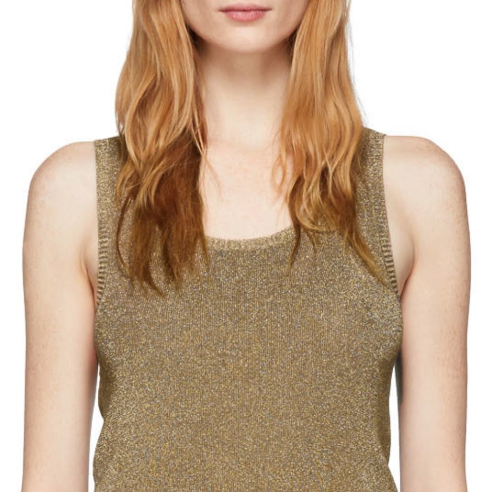 Spanner gold metallic tank top ruched sides Size Small